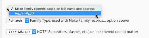 Select family record mode